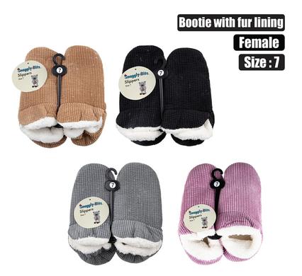 Slipper bootie with fur lining size 7