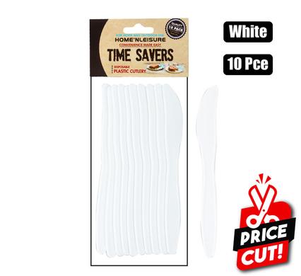 Cutlery pl knives 10pce white/clear h&l
