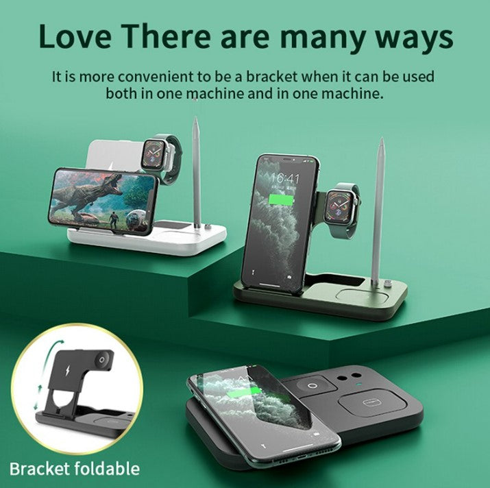 15W Fast Charge 4 In 1 QI Wireless Charger Dock Station - White