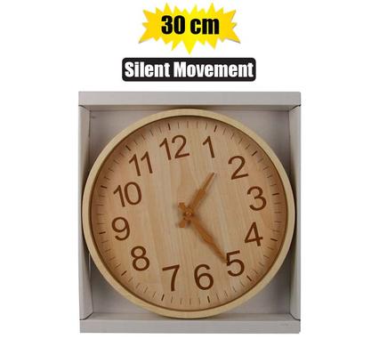 Clock wall pl round wood-look 30cm