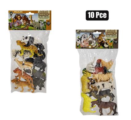 Animals assorted rubber 10pc