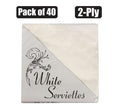 Serviettes 2ply 33cm 40pc plain white
