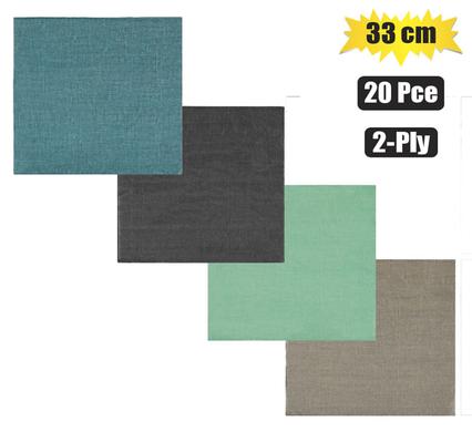 Serviettes 2ply 33cm 20pc plain linen