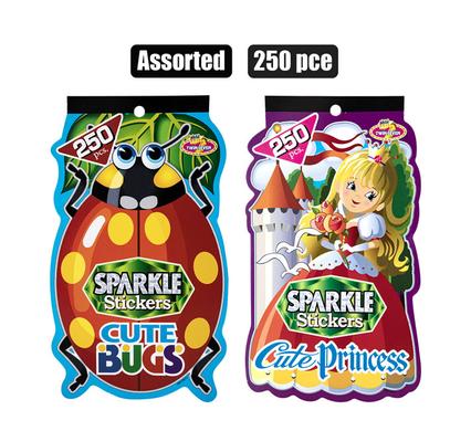 Sticker book sparkle 250pce asstd
